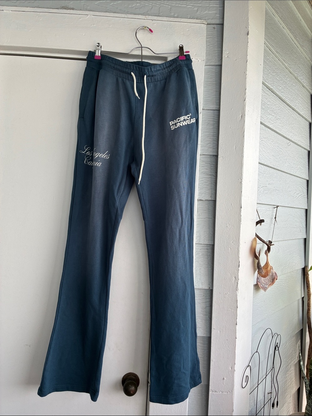 Pacific Sunwear Men's Navy Drawstring Joggers with White Logo